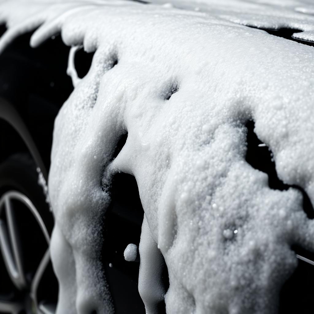 Foam wash on luxury car